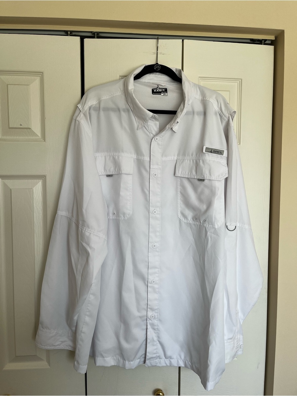 Habit Men's White Long-Sleeve Performance Button-Down Shirt